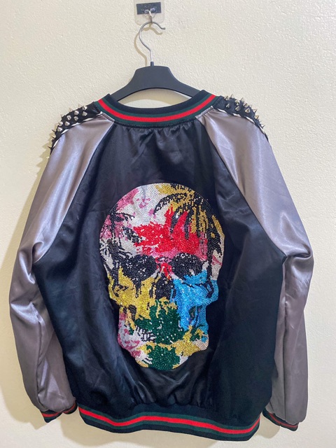[freeship] xả kho áo bomber đính đá đầu lâu cao cấp, áo khoác đính đá | BigBuy360 - bigbuy360.vn