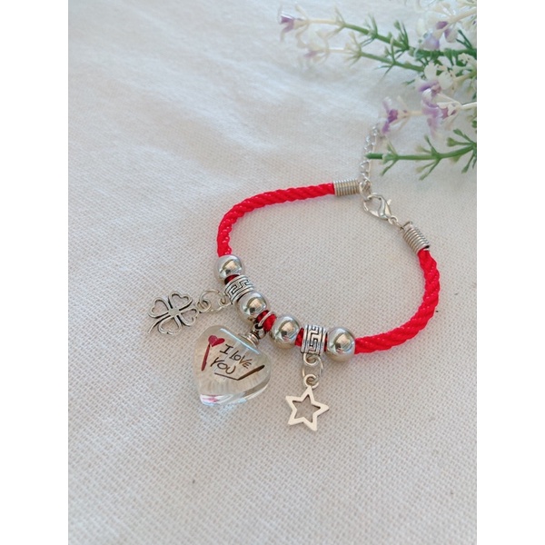 Vòng tay i love you khắc tên hạt gạo theo yêu cầu