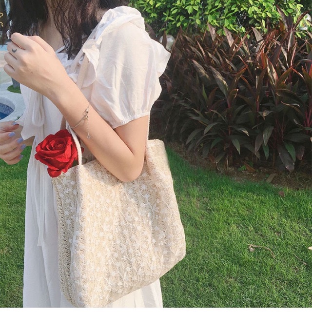 Túi vintage phủ ren 1 mặt