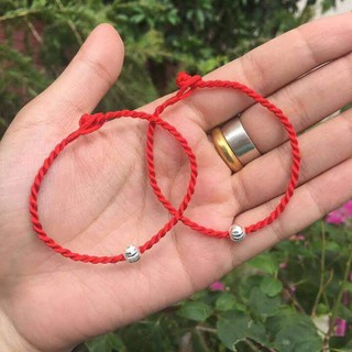 Vòng (dây) chỉ đỏ may mắn mix bi bạc thật