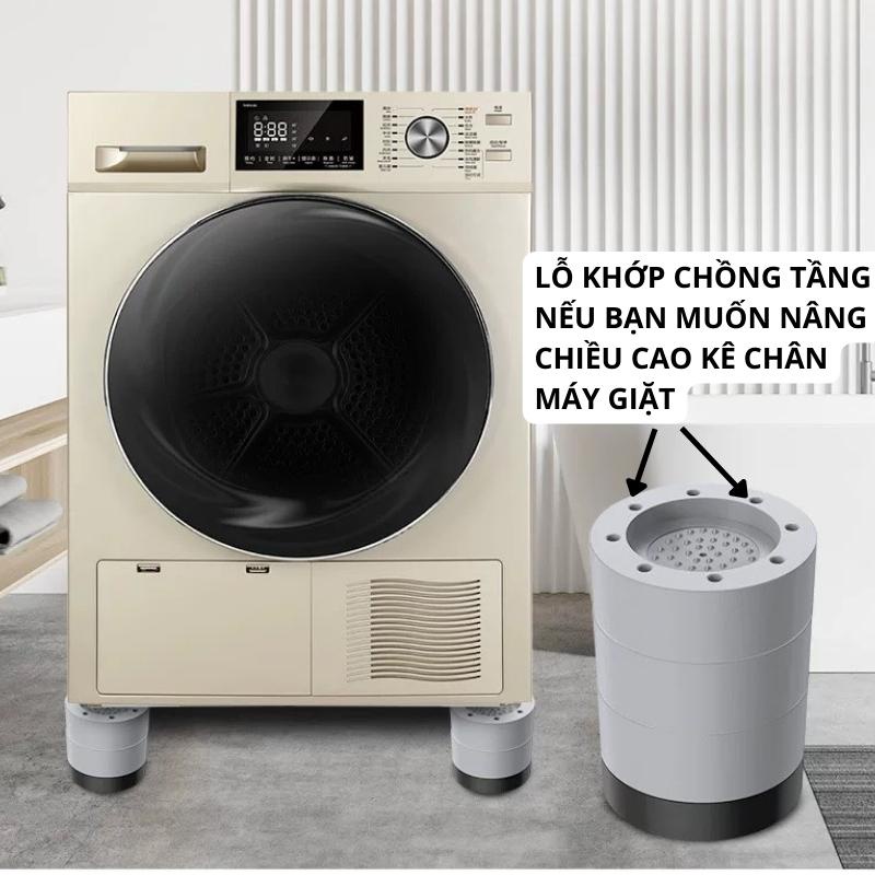 Bộ 4 chân đỡ máy giặt chống rung, đế kê chân tủ lạnh cao su chịu lực siêu tốt