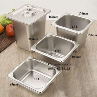 Khay inox 1/6 chuyên đựng thạch , trân châu,hoa quả tự chọn,kem.