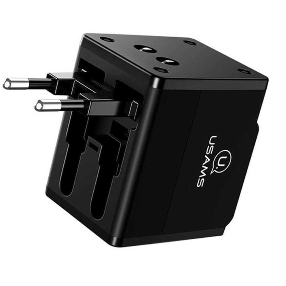 Adapter củ cóc sạc đa năng USAMS T2 TRAVEL hỗ trợ mọi ổ cắm mọi quốc gia trên thế giới - Hàng chính hãng