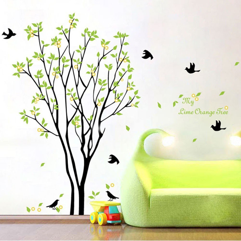 Sticker dán tường họa tiết hình cái cây và những lá với chất liệu PVC , dùng trang trí tường