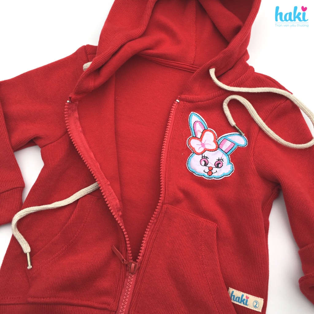 Áo khoác bé trai bé gái vải nỉ HAKI_Hoodie cho bé (2 màu Ghi, Đỏ)-HK502