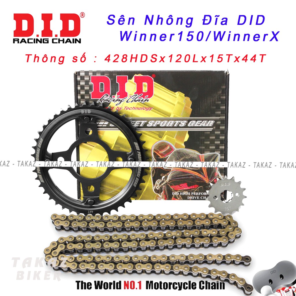 B2 Sên Nhông Dĩa DID Winner 150 - Winner X - FZ - Bộ Sên Vàng Thái Lan