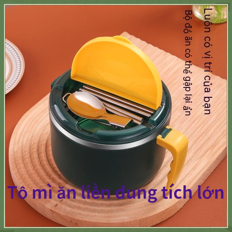 Bát Ăn Mì Bằng Thép Không Gỉ 304 Sức Chứa Lớn Có Nắp Đậy Cho Học Sinh / Nhân Viên Văn PhòngTô mì ăn liền dung tích lớn Tô mì ăn liền inox 304 dung tích lớn có nắp đậy căn tin sinh viên nhân viên văn phòng để đũa ăn cơm ký túc xá Tô mì ăn liền