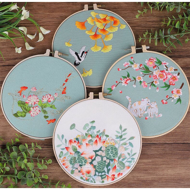 Bộ đồ nghề thêu DIY cho người mới bắt đầu/ KIT NGUYÊN LIỆU thêu Hoop TRANG TRÍ NỘI THẤT/ BÁCH HÓA NA NA