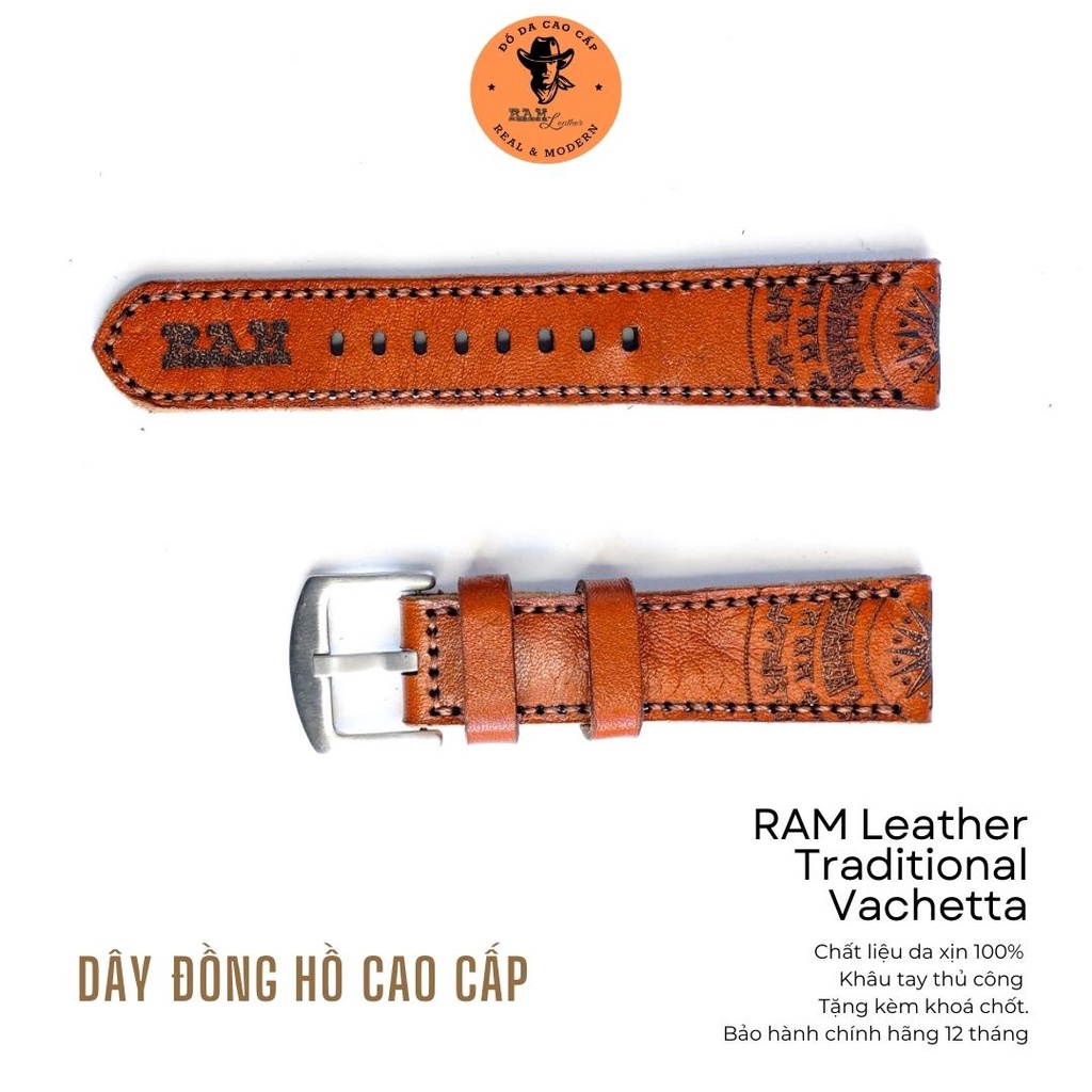 Dây Đồng Hồ Da Bò RAM Leather Italia Vegtan Vachetta Trống Đồng Việt Nam Bền Đẹp