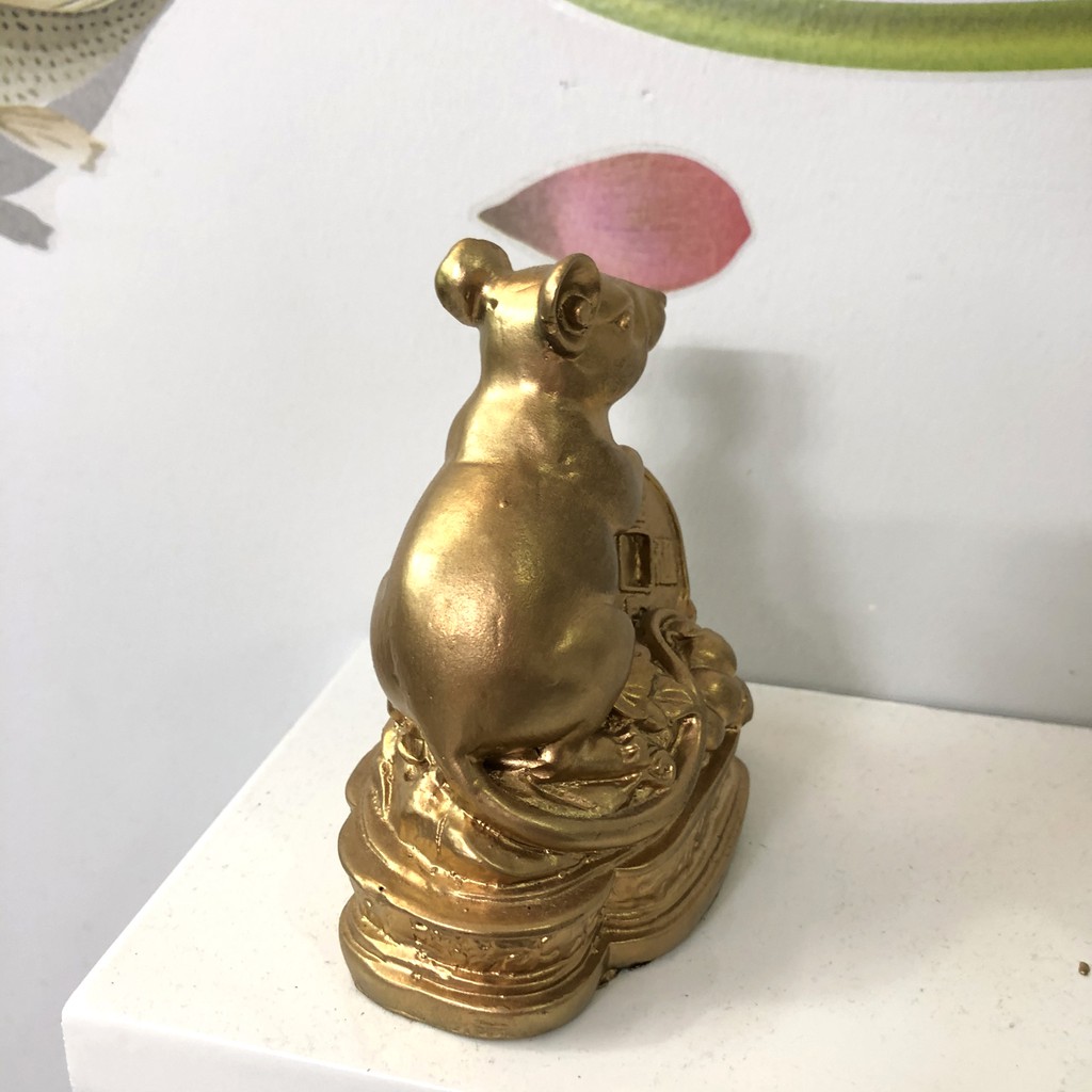 Tượng đá trang trí Chuột phong thuỷ - 3 Màu Đá Trắng - Màu Nhũ Vàng - Màu Đen - Cao 11cm | BigBuy360 - bigbuy360.vn