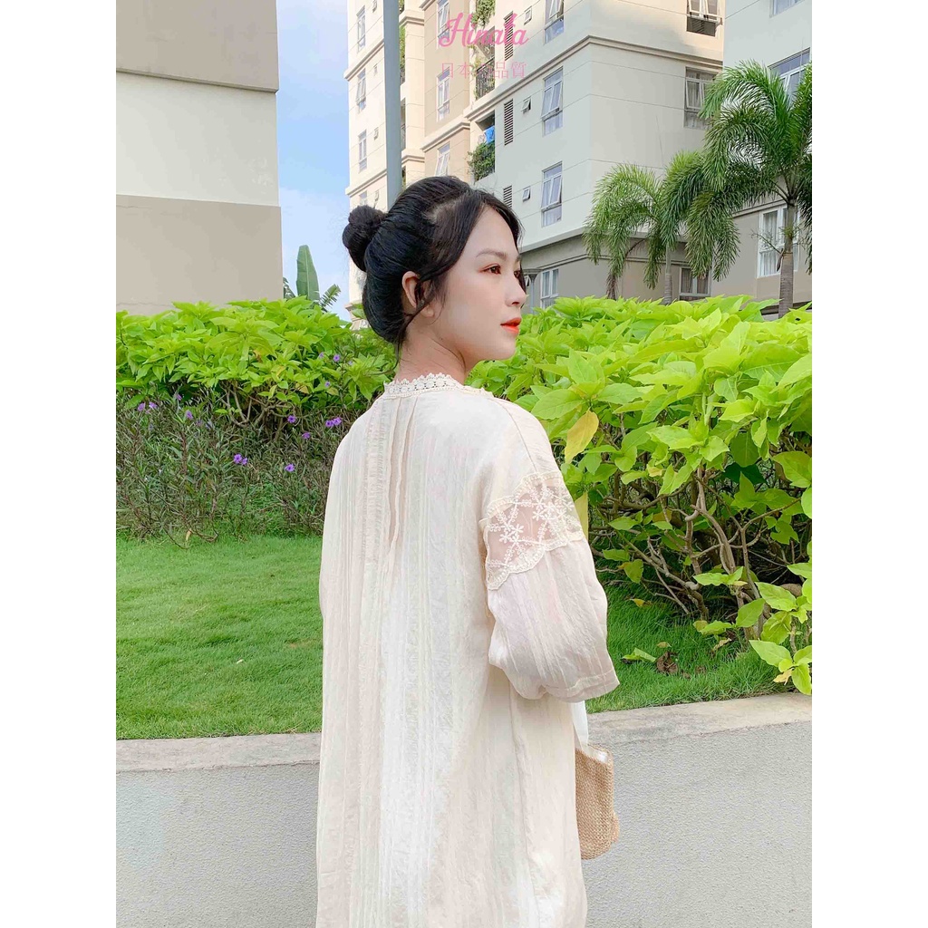 [TẶNG KÈM QUẦN LÓT] Đầm bầu phối ren HINATA - sang trọng thanh lịch DB015
