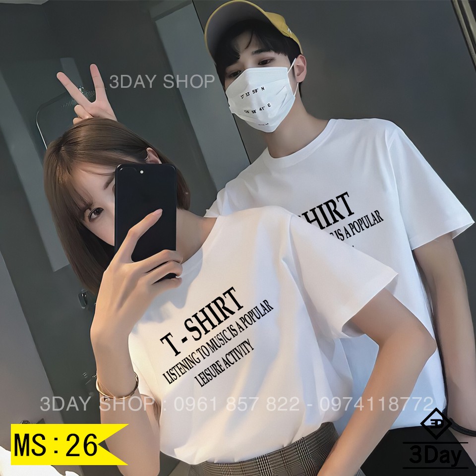 ÁO CẶP T - SHIRT MÀU TRẮNG ĐỦ SIZE CHẤT MỀM MỊN THOÁNG MÁT