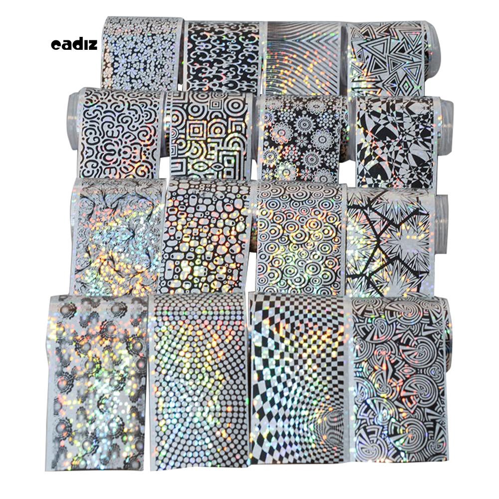 Set 16 tấm giấy nhôm ảnh ba chiều dán móng nghệ thuật