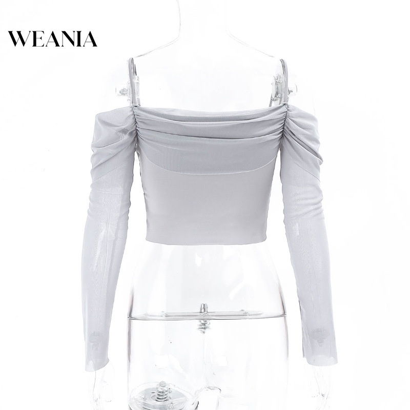 Áo Crop Top Tay Dài Trễ Vai Phối Lưới Y0429
