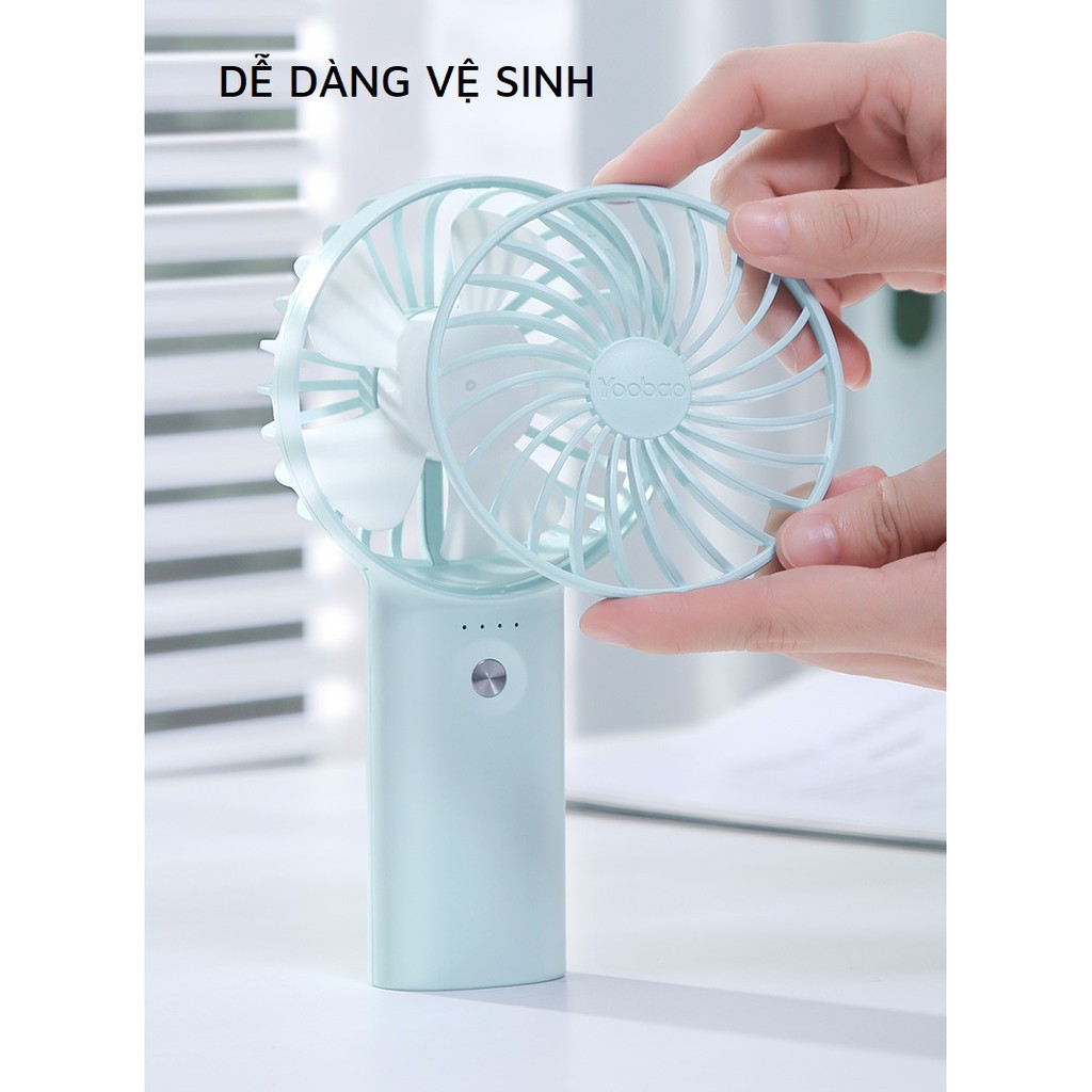 Quạt sạc tích điện mini cầm tay có thể đặt bàn Yoobao F3 6000/3000mAh  có thể chạy 32 giờ liên tục - Bảo Hành 12 Tháng