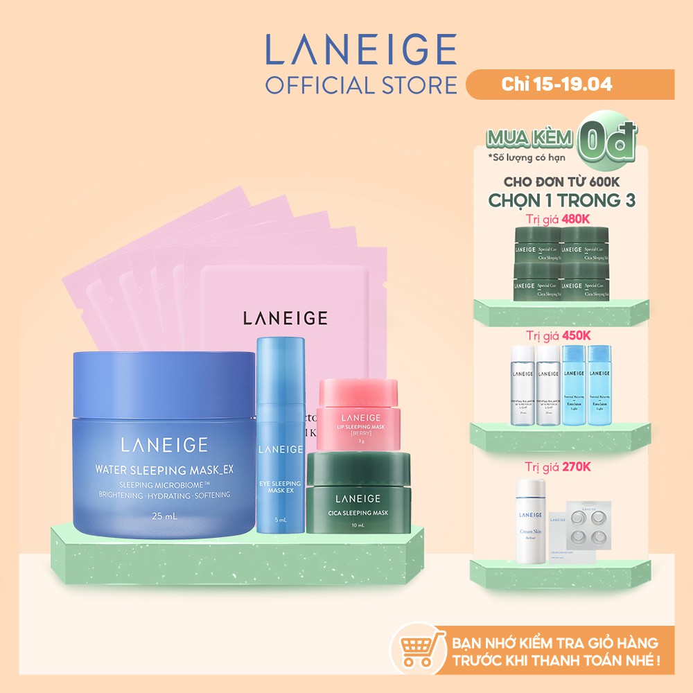 [Mã FMCGMALL -8% đơn 250K] Combo mặt nạ ngủ dưỡng ẩm tối ưu LANEIGE Sleeping Mask Best Seller Collection