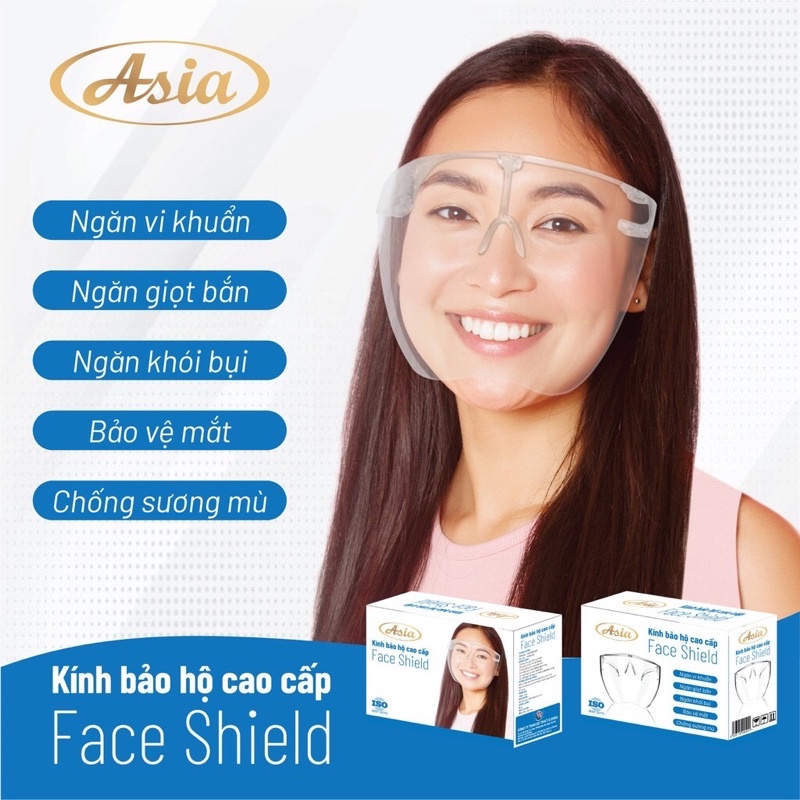 Kính bảo hộ cao cấp ASIA Face Shield chống giọt bắn, chống dịch đã xử lý không đọng hơi thở