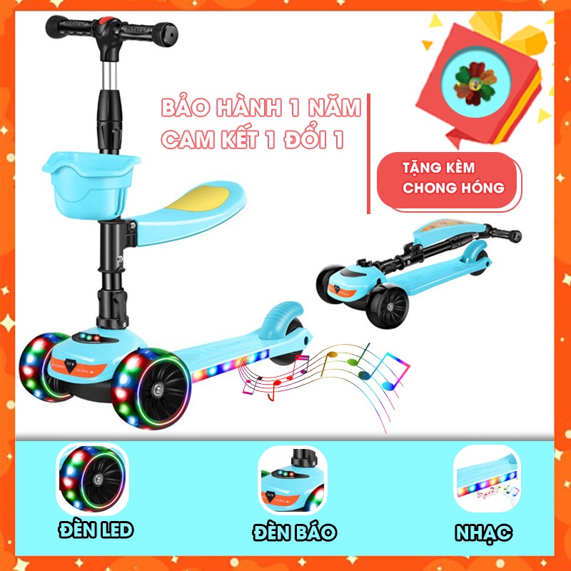 ✈️[Freeship] Xe trượt scooter By Sky đa năng phát sáng cho bé từ 1 đến 12 tuổi - Xe thăng bằng có nhạc, ghế nhún cho trẻ