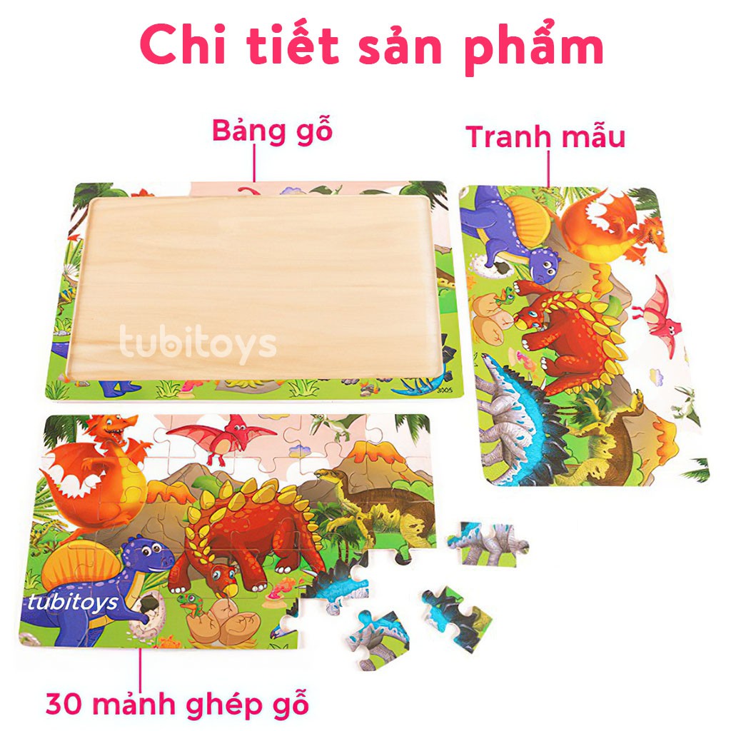 Xếp hình cho bé 30 mảnh ghép gỗ nhiều mẫu đẹp, tranh ghép hình phát triển tư duy ETOYS