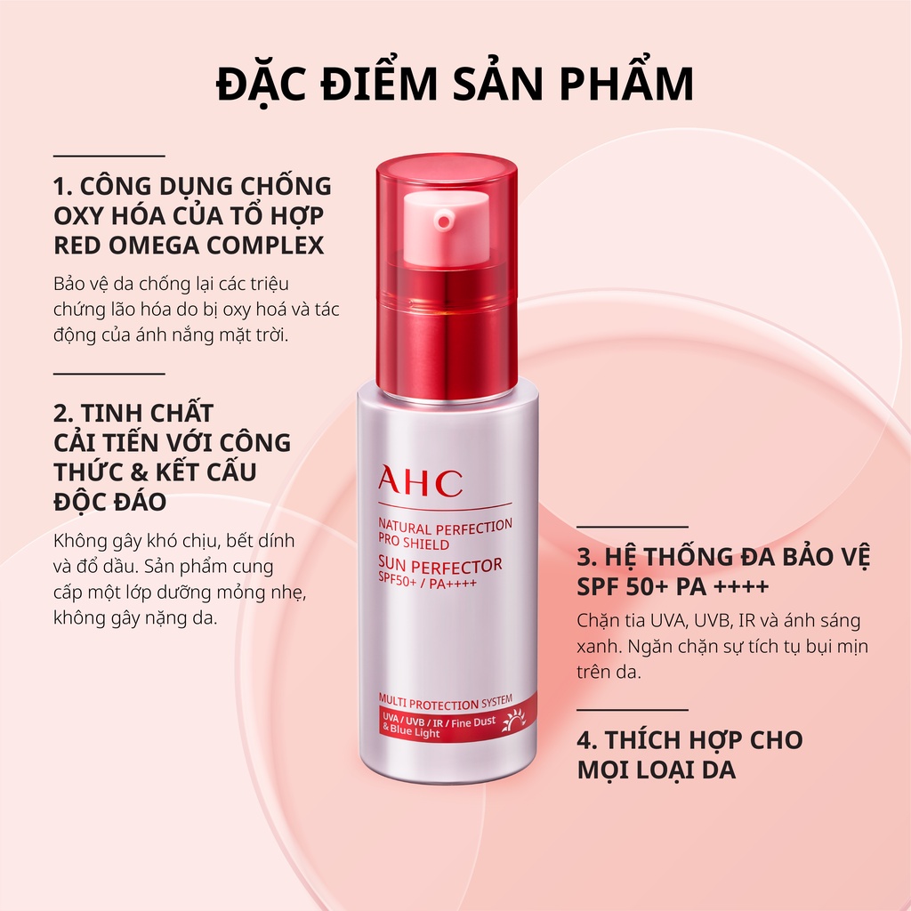 [Mã COSAHC11 giảm 10% đơn 600k] Kem Chống Nắng AHC Natural Perfection Pro Shield Sun Perfector 40ml