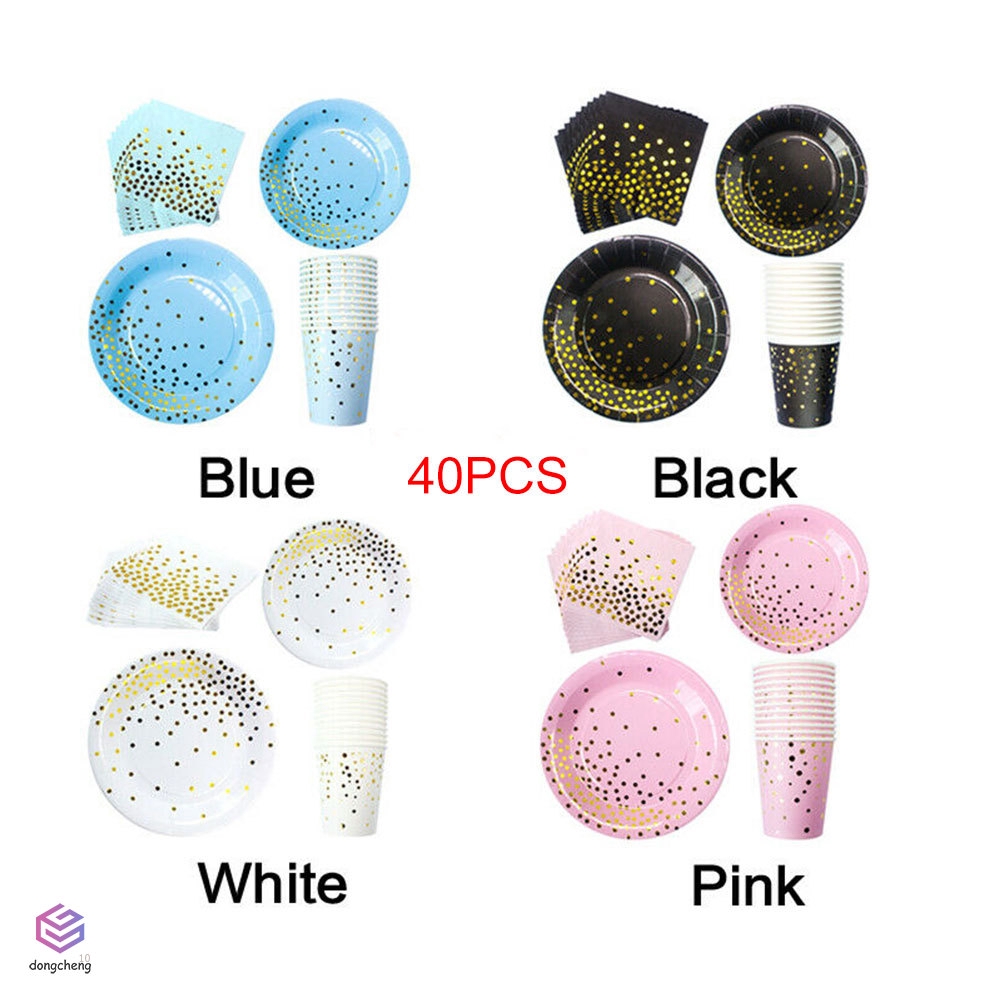 Bộ 40 cốc/ đĩa giấy dùng 1 lần dùng trang trí tiệc cưới/ sinh nhật