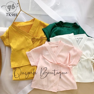 Quần áo trẻ em Quỳnh Boutique Bộ đồ pijama rời cộc tay chất lụa mềm cho bé