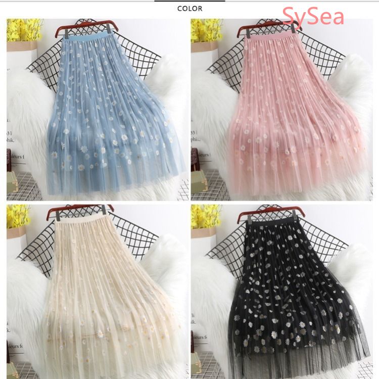 Chân Váy Dài Dáng Chữ A Họa Tiết Hoa Cúc Xinh Xắn Thời Trang Mùa Hè