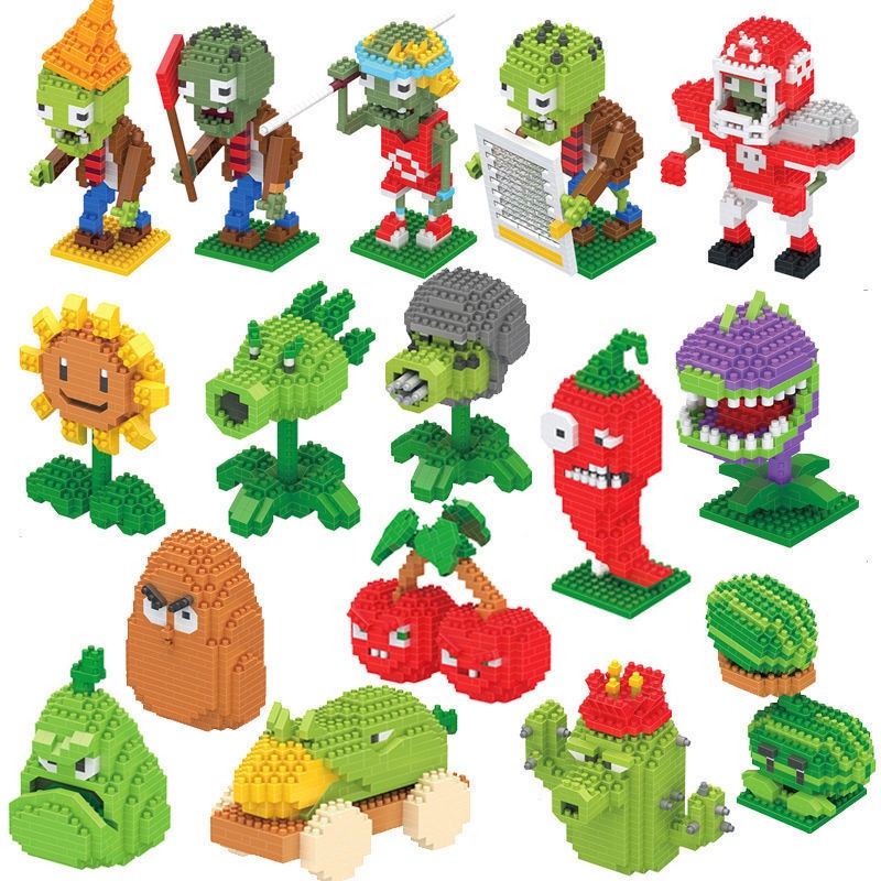 Đồ chơi mô hình lắp ráp 3D mini nhân vật Game Plants vs Zombies, Hoa Quả Nổi Giận...
