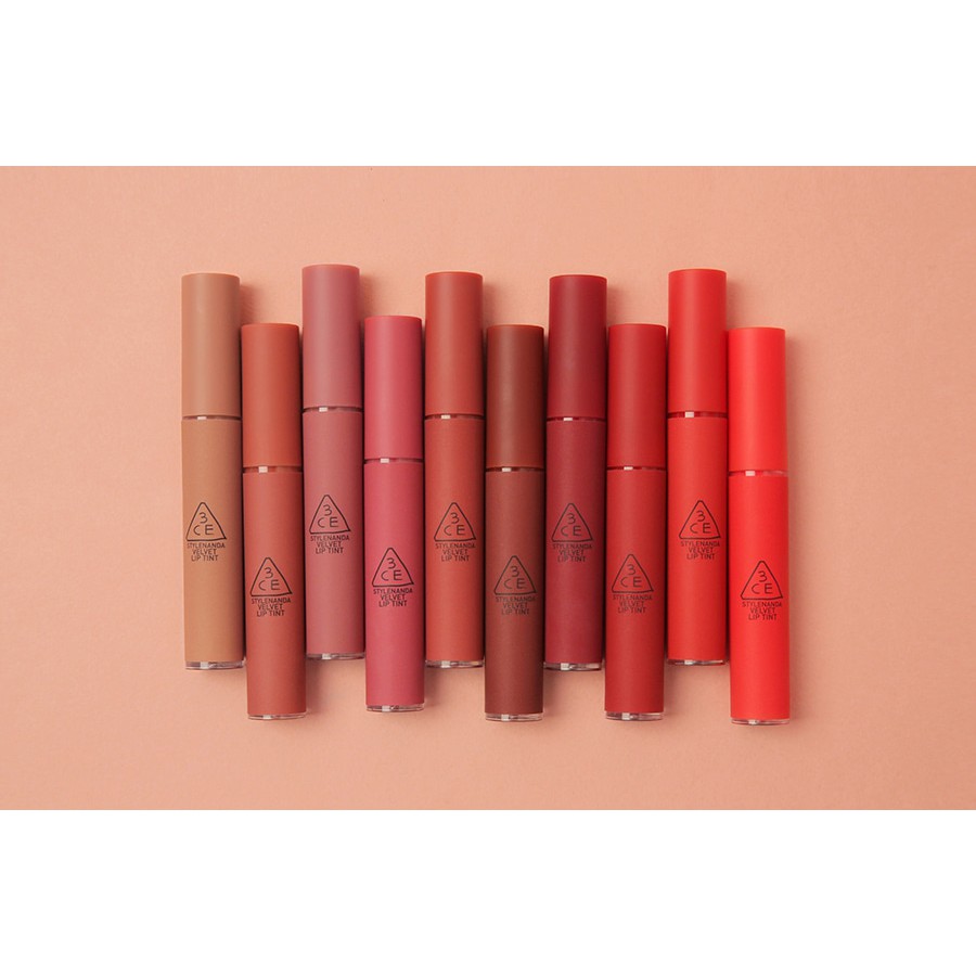 SON kem lì 3CE Velvet Lip Tint hàn quốc, bản new 2019 ( GIÁ TỐT NHẤT) tặng chổi đánh môi xịn