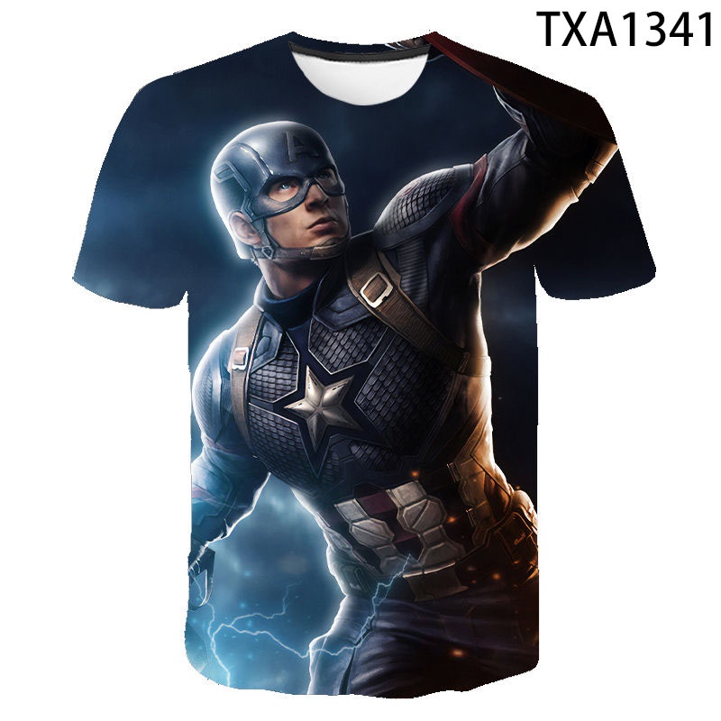 Áo Thun Ngắn Tay In Hình Captain America 3D Thời Trang Mùa Hè 2022 Cho Nữ