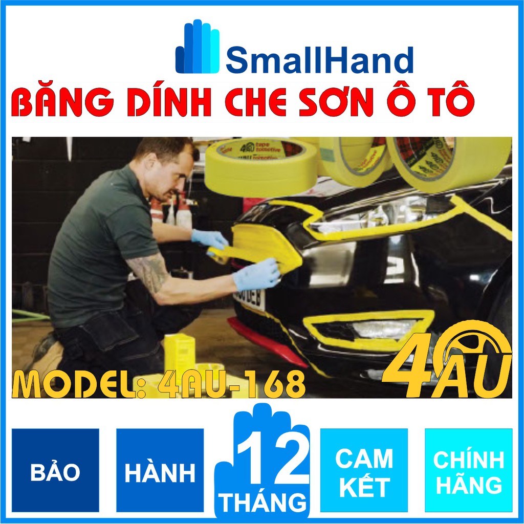 [01 cây] Băng keo giấy che sơn 4Au (màu vàng) – Băng dính 4Au168 – Không để lại keo – Chịu nhiệt