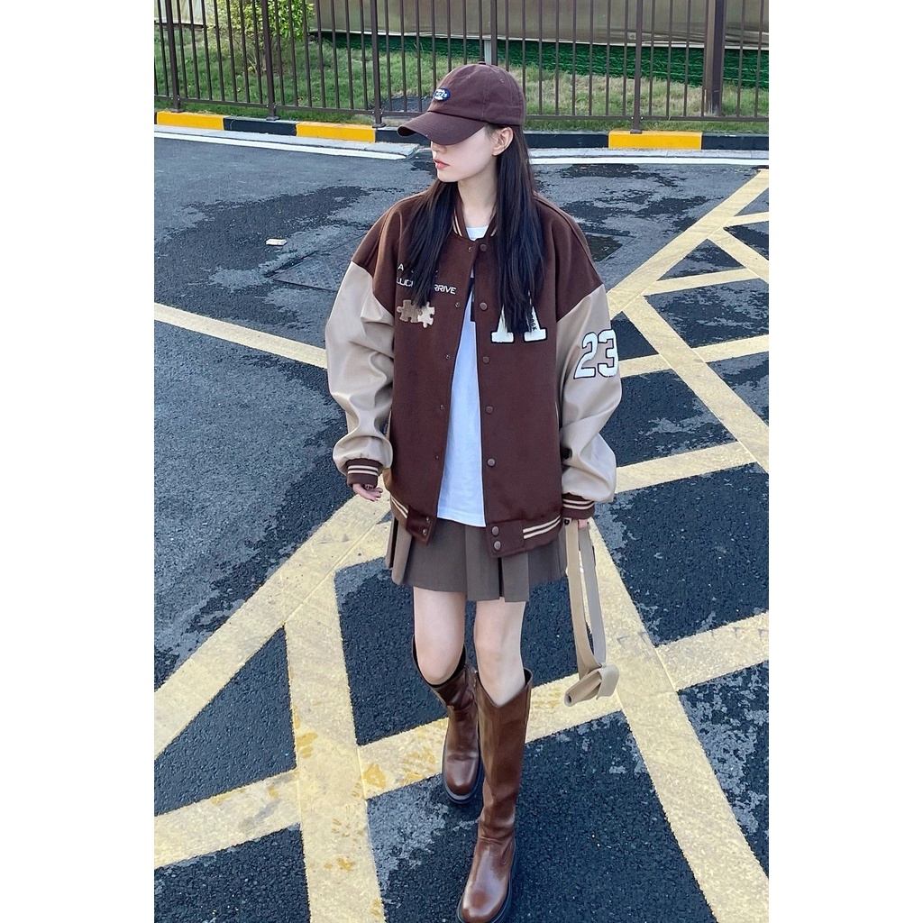 [ RẺ VÔ ĐỊCH] Áo khoác bomber nâu phối thêu chất siêu đẹp | BigBuy360 - bigbuy360.vn