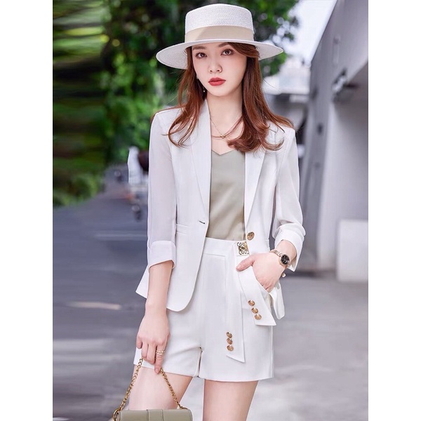 Set bộ vest 3 món cap cấp short phi lụa size M L Xl 2Xl