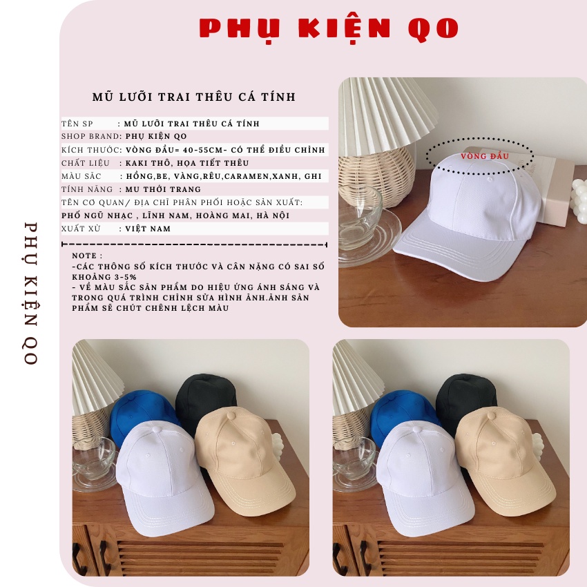 Mũ Lưỡi Trai Trơn Chuẩn Phom CAP05