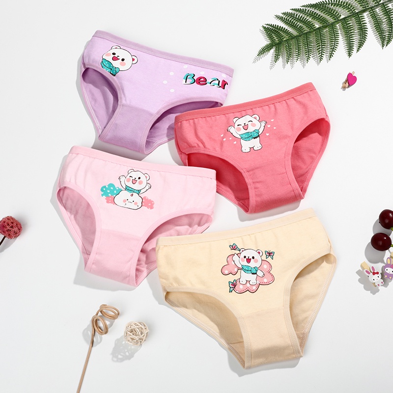 Set 3 quần lót SMY cotton mềm mại in họa tiết động vật hoạt hình dễ thương dành cho bé gái 2-12 tuổi