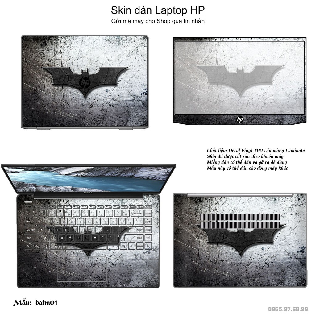 Skin dán Laptop HP in hình Người dơi (inbox mã máy cho Shop)