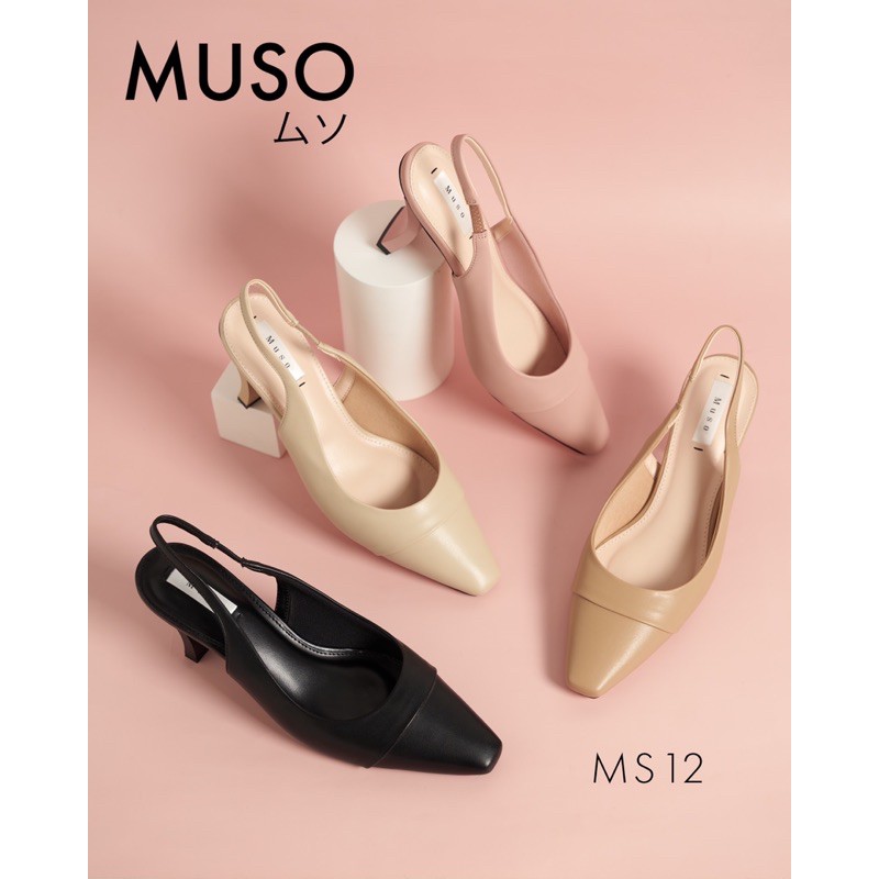 Giày Slingback Vá Mũi Gót Dẹp Cong 7Cm MUSO12