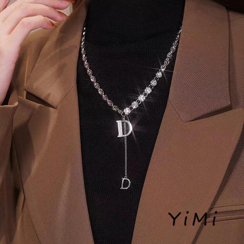 Vòng Cổ Dây Xích Mặt Chữ D Cao Cấp Thời Trang Thu Đông Hàn Quốc