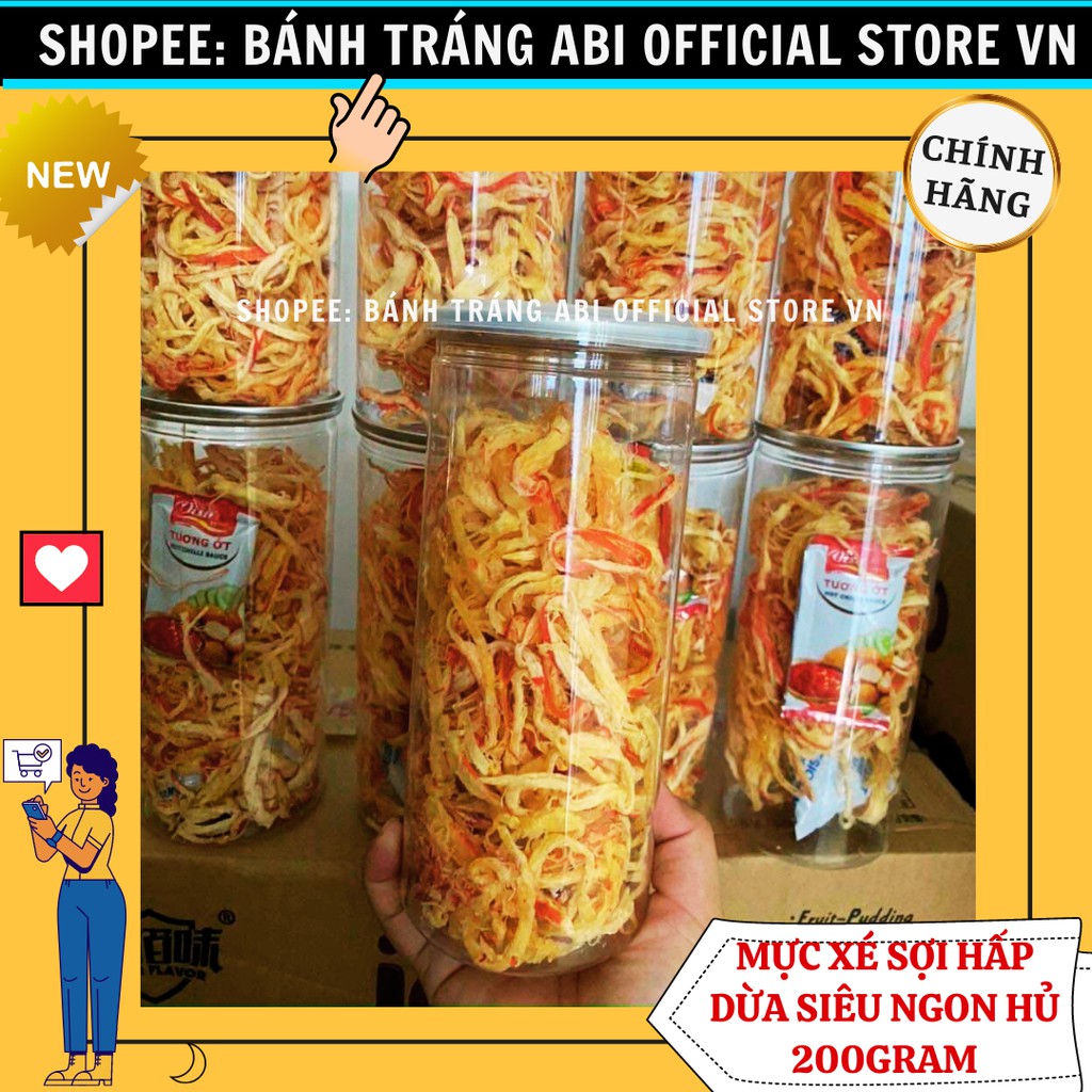 200G MỰC HẤP NƯỚC DỪA XÉ SỢI HỦ LỤC GIÁC NẮP VÀNG SIÊU NGON | BigBuy360 - bigbuy360.vn