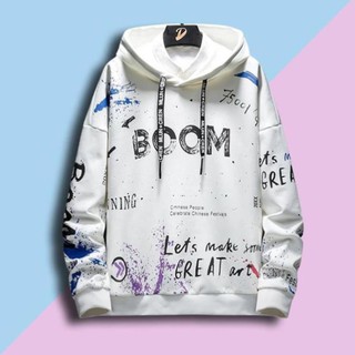 Áo hoodie nam ( Boom ) màu trắng và đen freesize dưới 65kg giá cực rẻ AO HOODIE FREE SIZE DƯỚI 65KG