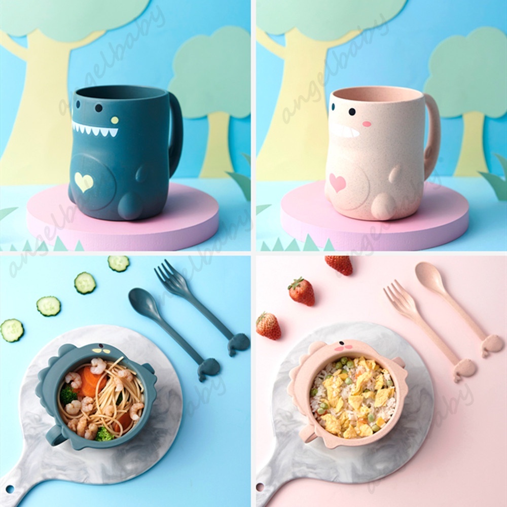 Tô Đựng Thức Ăn Chống Rơi Họa Tiết Khủng Long Hoạt Hình Cho Bé