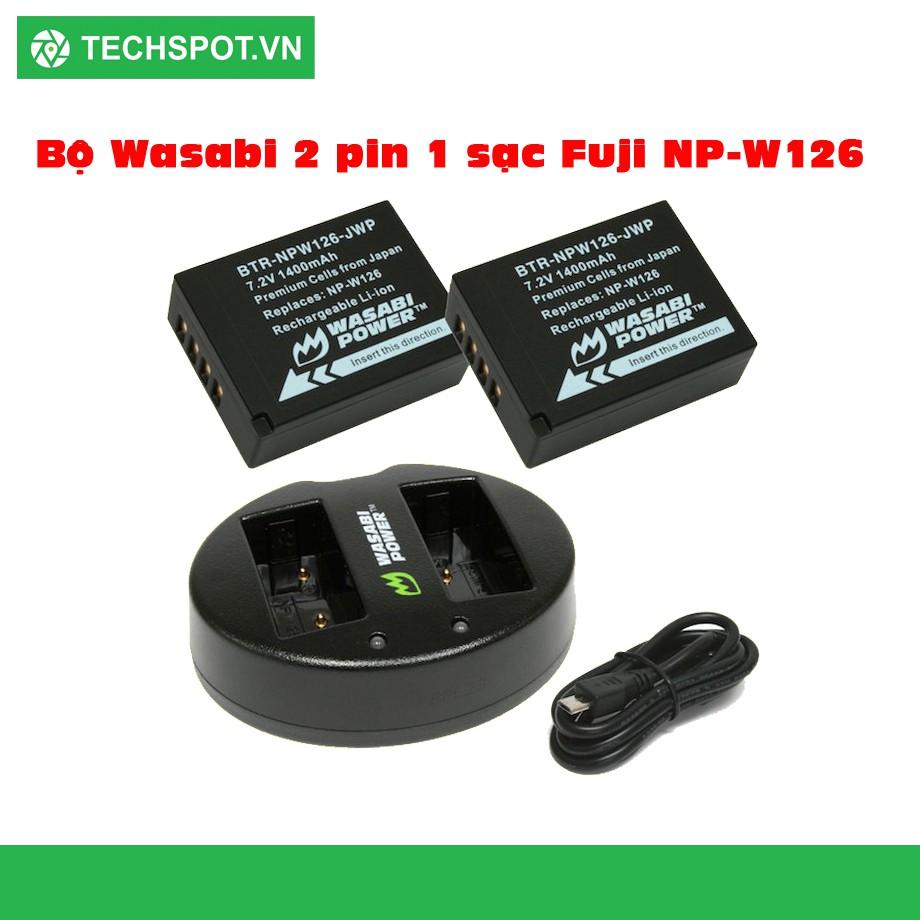 BỘ PIN SẠC Wasabi CHO FUJIFILM NP W126 DÙNG CHO X-A1, X-E2, X-M1, X-PRO1, X-T1, X-T10