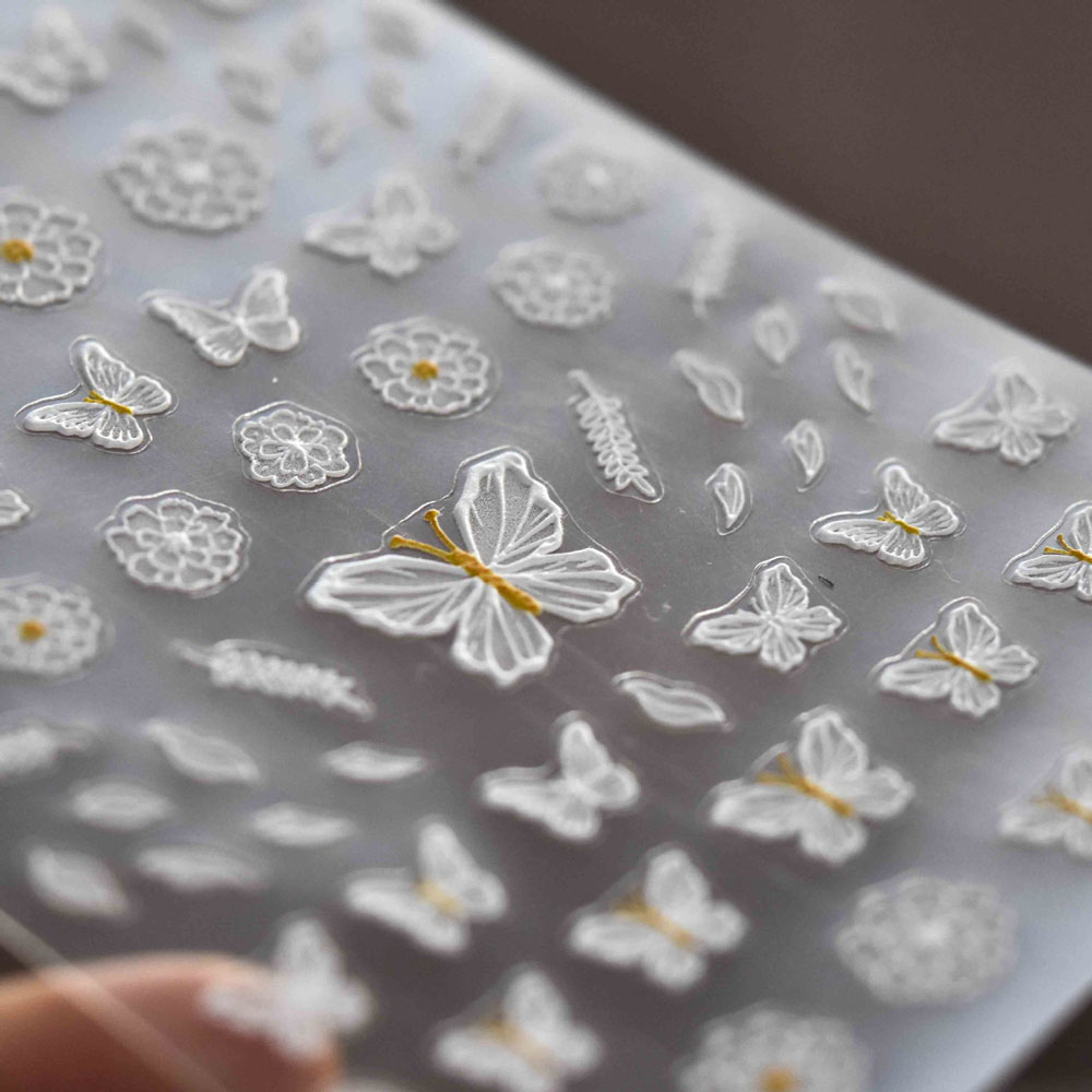 [Hàng mới về] Miếng dán móng tay họa tiết bướm hoa 3D dùng trang trí móng nghệ thuật