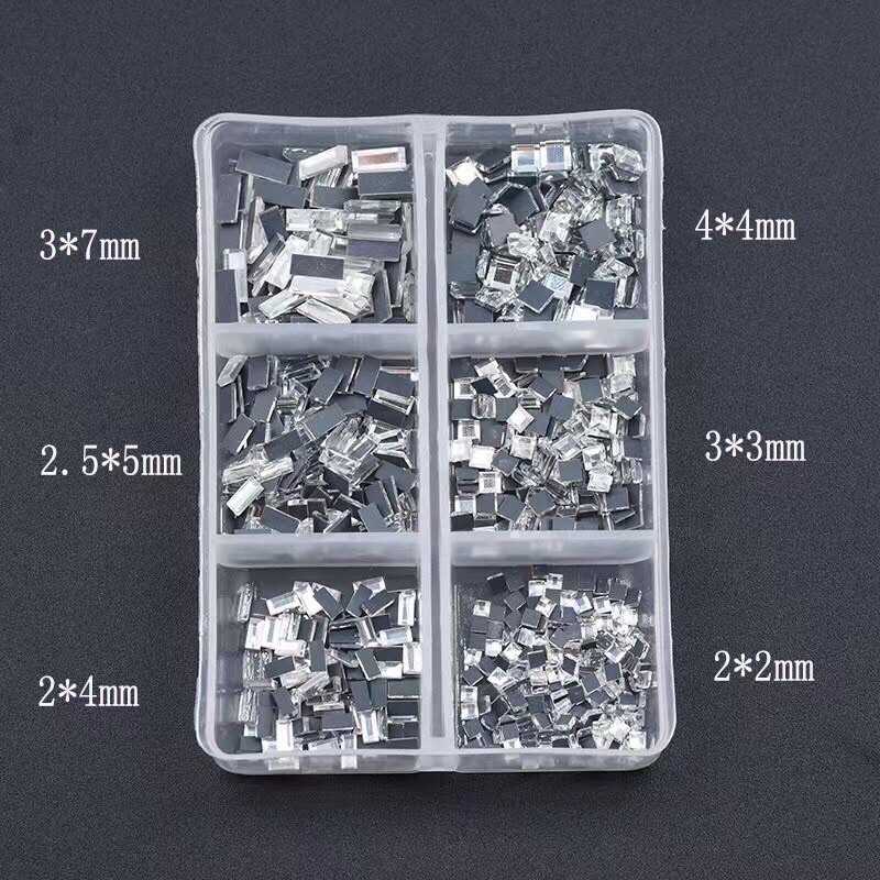 Đá nail đính móng, đá khối vuông chân lưới mix màu mix size cao cấp Cheap nail