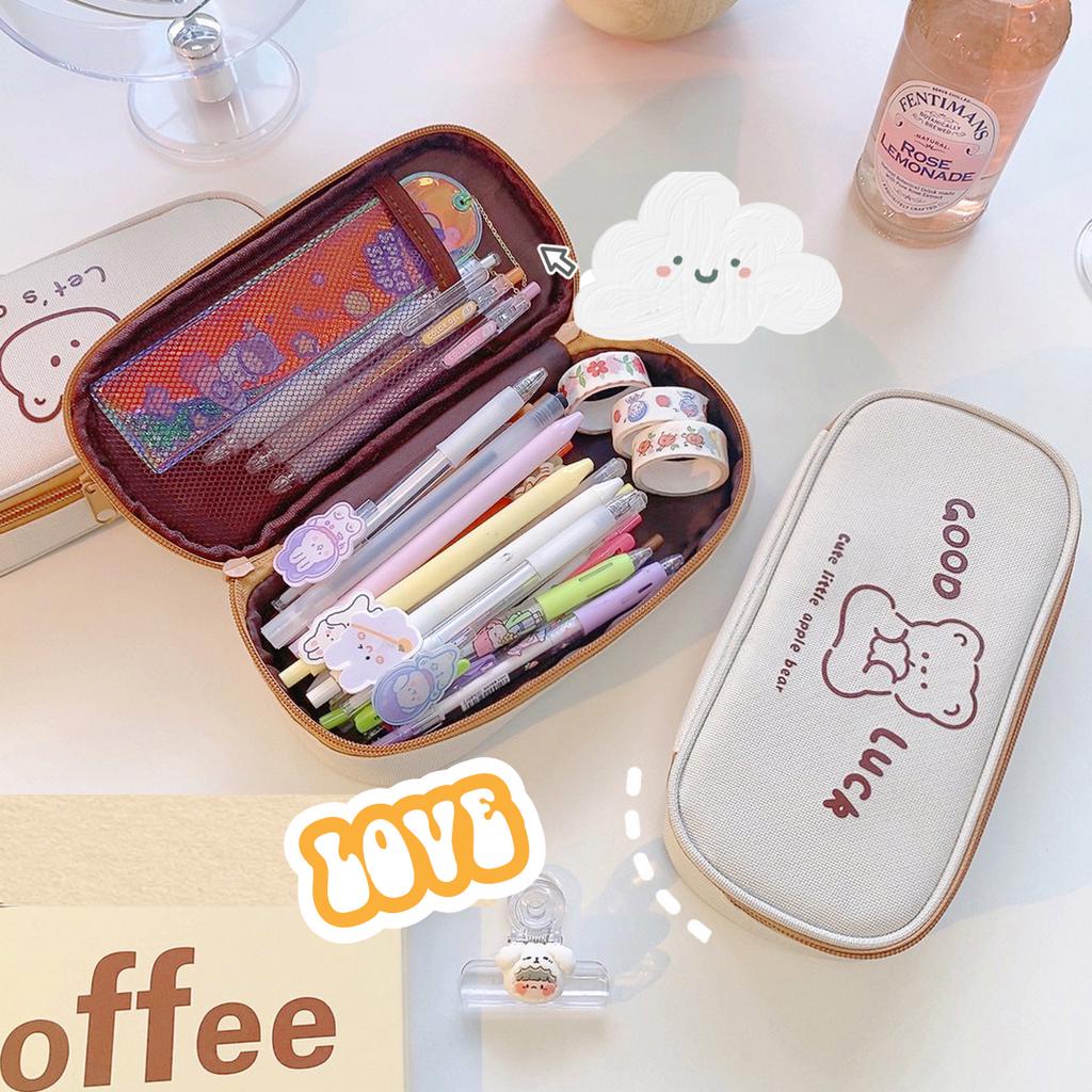 Hộp bút vải canvas  họa tiết  đáng yêu phong cách Hàn Quốc