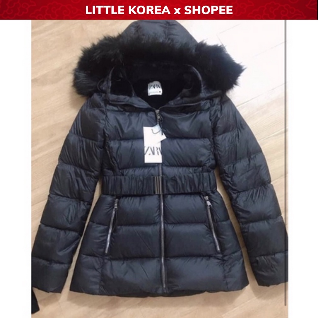 Áo Phao Nữ Có Mũ, Áo Khoác Phao Nữ Thắt Eo Z - LITTLE KOREA