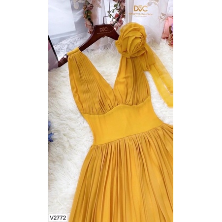 V2772 váy maxi màu vàng