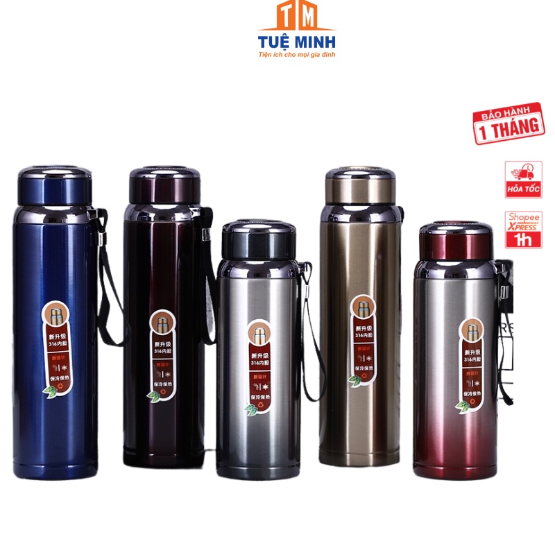 Bình giữ nhiệt inox 1l cao câp kèm hộp đựng giữ nhiệt được lâu 5-6h,bình đựng nước tiện lợi pha trà