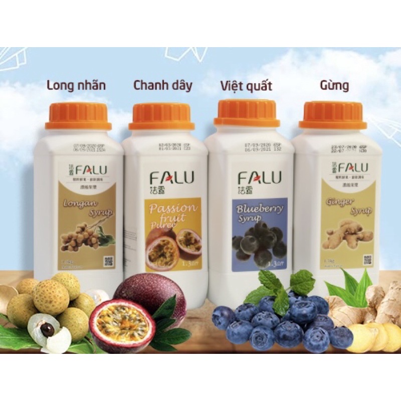 Siro FALU Chai 1,3kg - ĐẬM ĐẶC MÀU ĐẸP CHO PHA CHẾ TRÀ SỮA các vị Việt Quất/Gừng/ Long nhãn