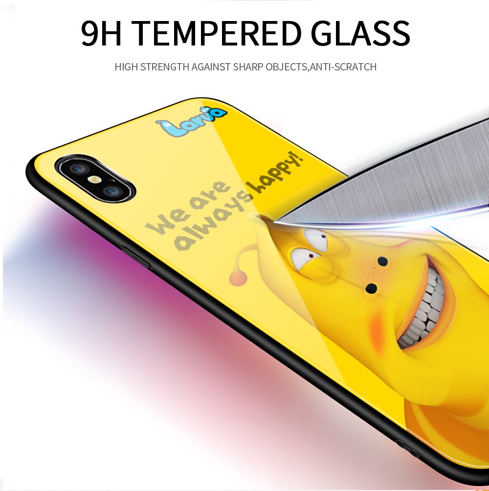 For Nokia X6 X7 6.1 Plus 7.1 Plus 7 Plus 8.1 For  3D Funny Cute Cartoon Cases Korea Larva Character Casing Red Yellow Pink Green White Tempered Glass Phone Case Cover Ốp điện thoại kính cường lực In Hình cứng Ốp lưng cho Case